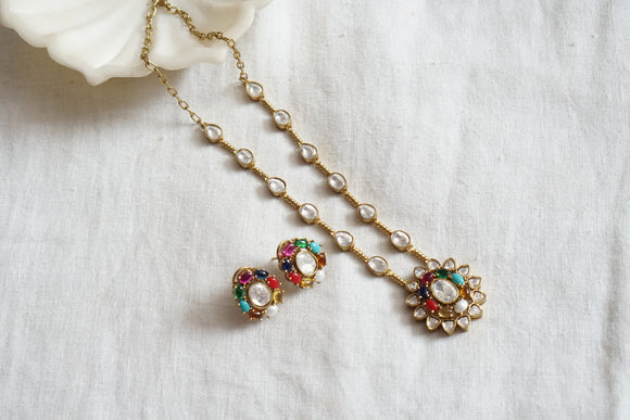Multi Stone Polki Pendant Set (4-8431)(B)