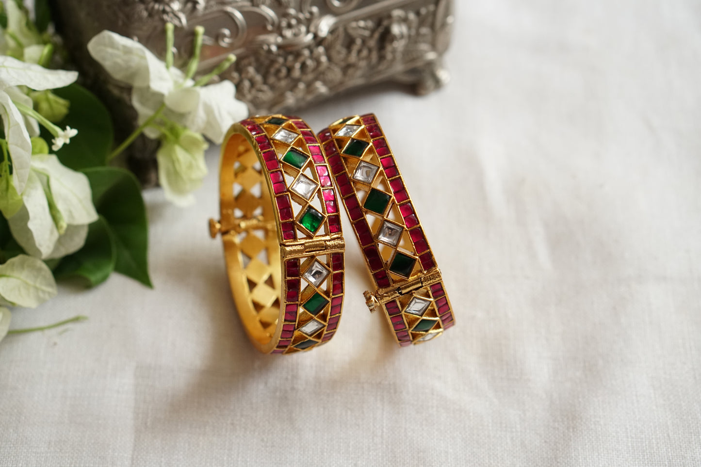 Kundan Stone Bangle (3-503)(R) Openable