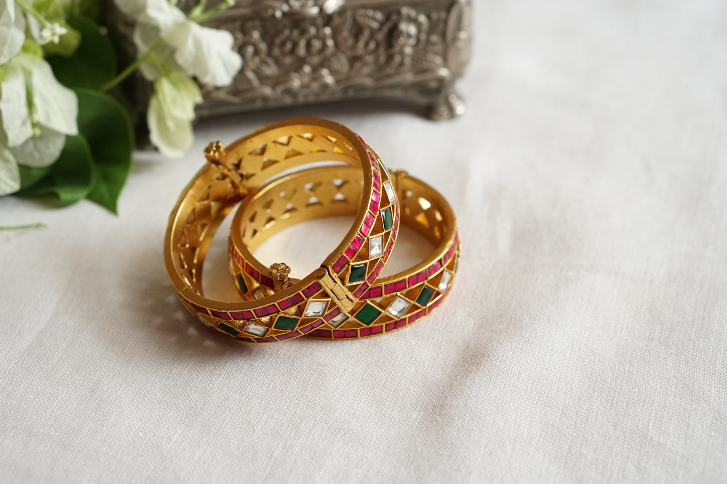 Kundan Stone Bangle (3-503)(R) Openable