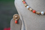 Antique coral necklace set (4-7933)(AK)