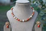 Antique coral necklace set (4-7933)(AK)