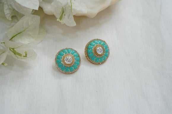 Turquoise polki studs (1-4302)(B)