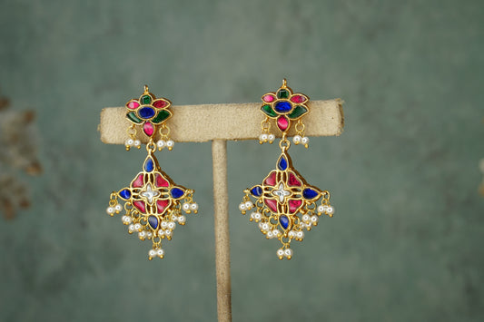 Kundan earrings (1-4929)(R) - JEWELSTYLE
