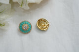 Turquoise polki studs (1-4302)(B)