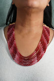 Red Beads Necklace (4-7907)(K)(offer piece)