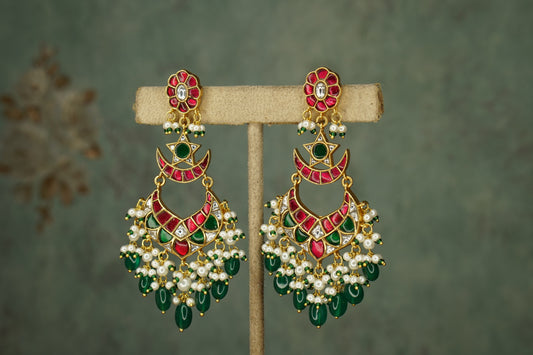 Kundan earrings (1-4925)(R) - JEWELSTYLE