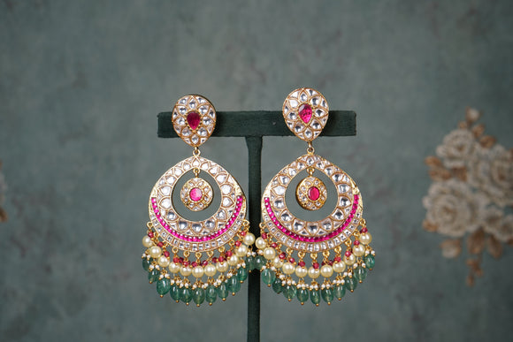 Kundan Earrings (1-4577))(EX)