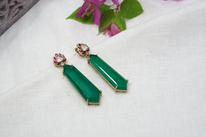 Green stone  Polki earrings(1-3817)(B)