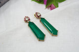 Green stone  Polki earrings(1-3817)(B)