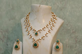 Green Stone Polki Necklace Set (4-7036)(M)