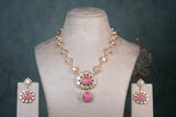 Pink Polki Necklace Set (4-8407) (EX)