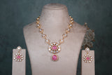 Pink Polki Necklace Set (4-8407) (EX)
