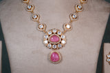 Pink Polki Necklace Set (4-8407) (EX)