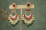Kundan earrings (1-4924)(R) - JEWELSTYLE