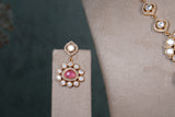 Pink Polki Necklace Set (4-8407) (EX)