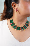 Kundan dark green necklace set(4-7865)(R)