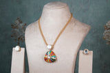 Kundan Navratan pendant Set (4-8410) (EX)