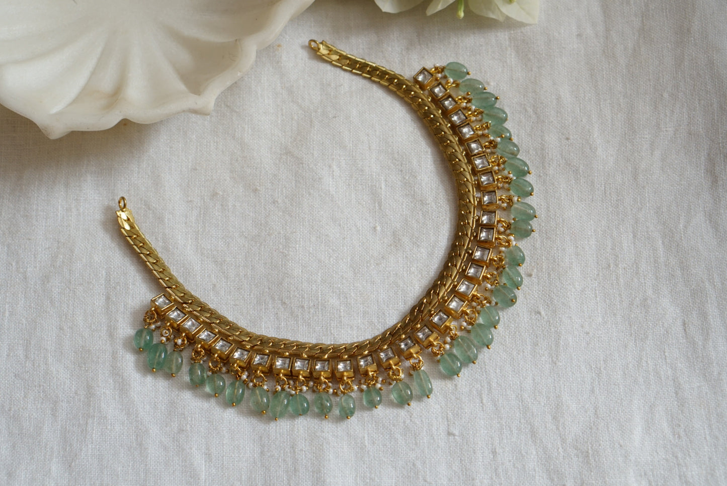 White kundan necklace(4-7740)(K)(preorder)