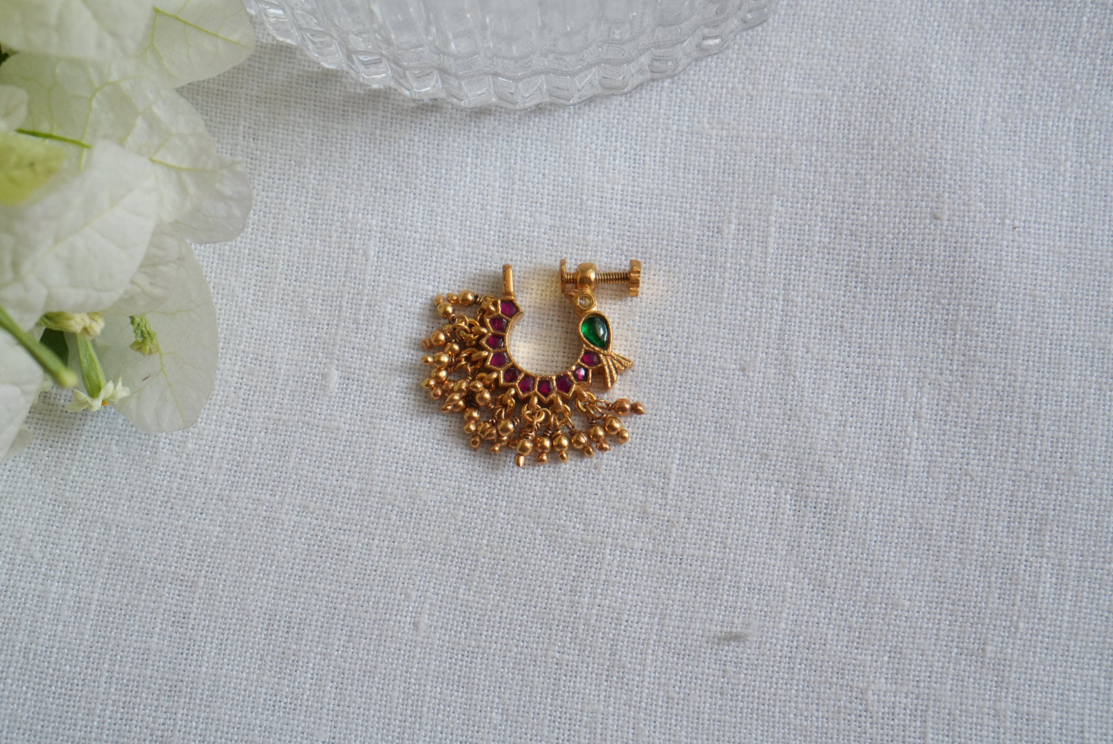 92.5 silver Kundan Nosering (2-270)(K) - JEWELSTYLE