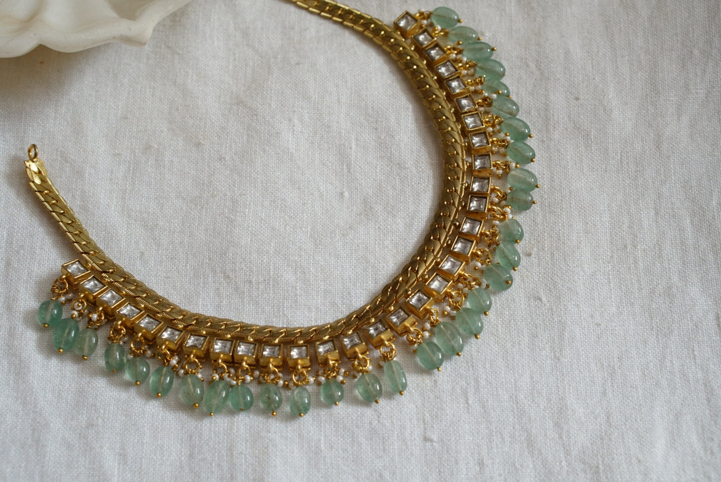 White kundan necklace(4-7740)(K)(preorder)