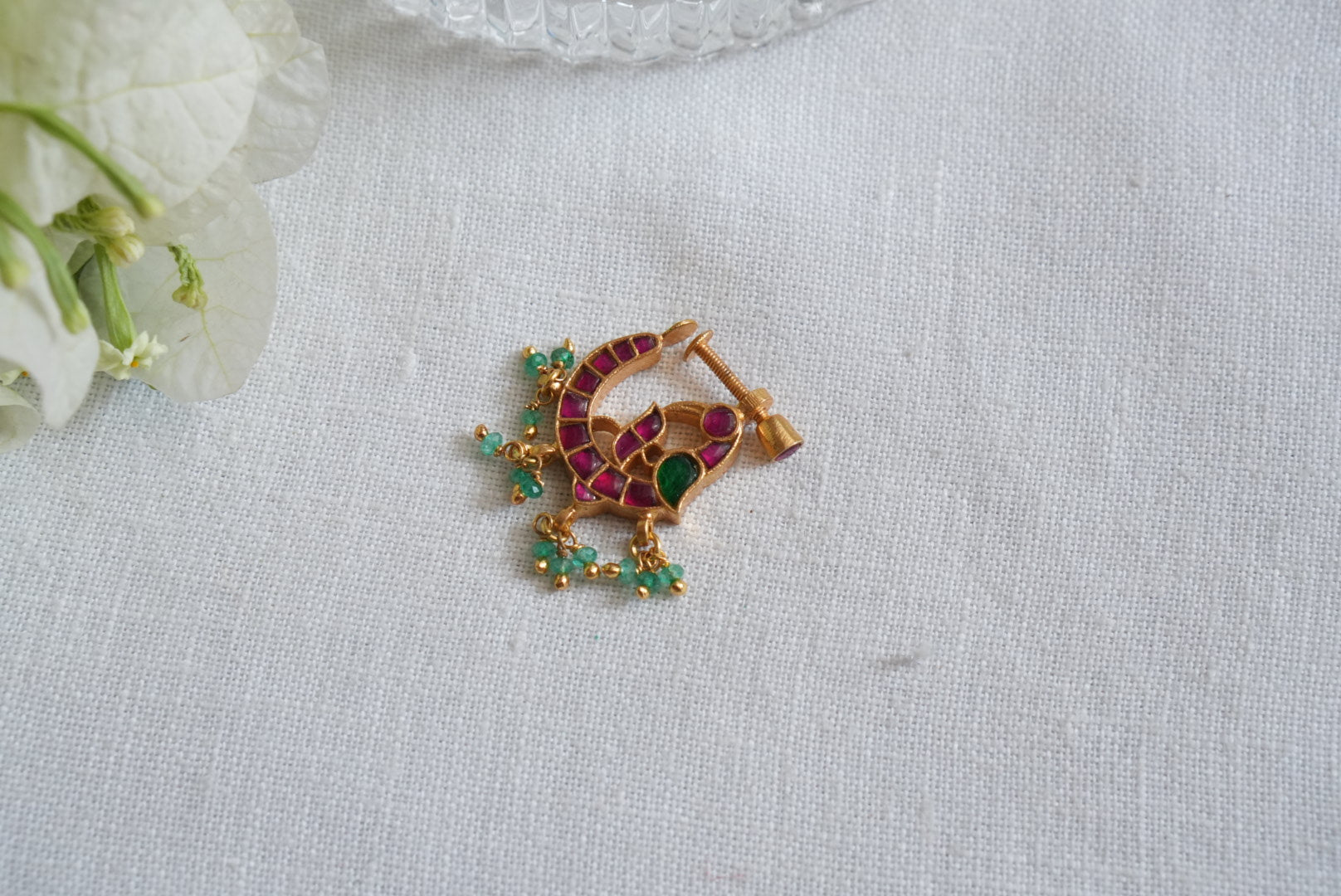 92.5 silver Kundan Nosering (2-270)(K) - JEWELSTYLE