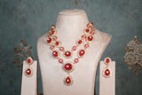 Red stone polki Necklace Set (4-8406) (EX)