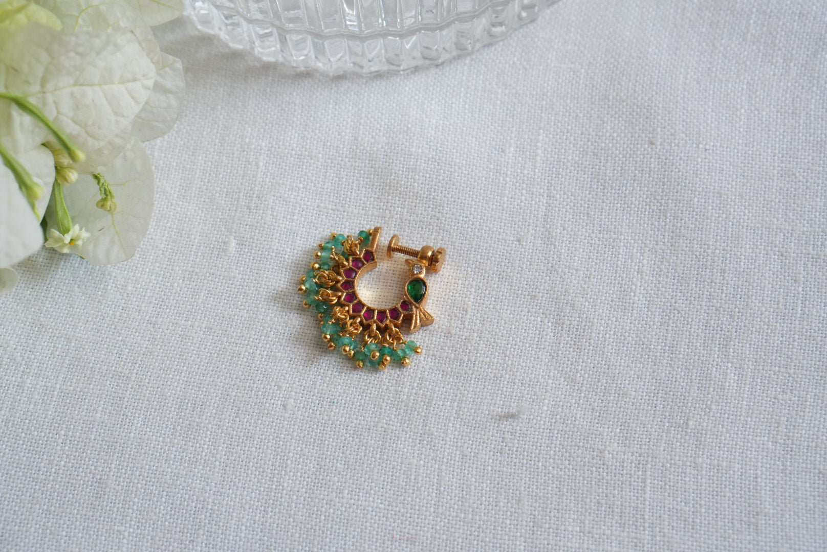 92.5 silver Kundan Nosering (2-270)(K) - JEWELSTYLE