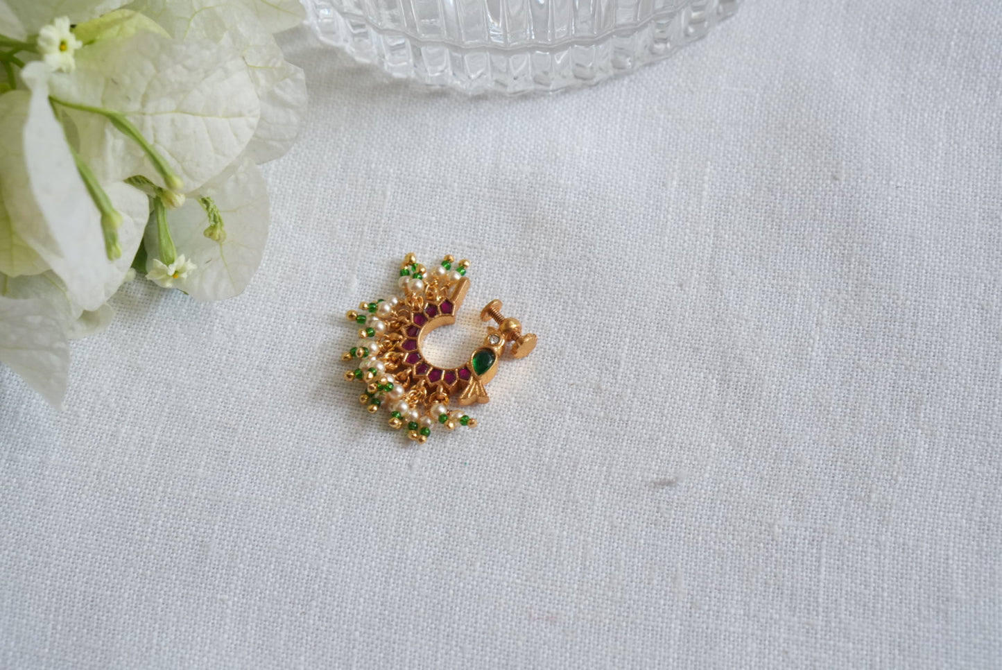 92.5 silver Kundan Nosering (2-270)(K) - JEWELSTYLE