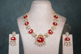 Red stone polki Necklace Set (4-8405) (EX)