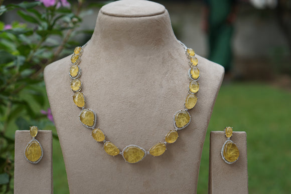 Yellow stone Necklace Set (4-8403) (EX)