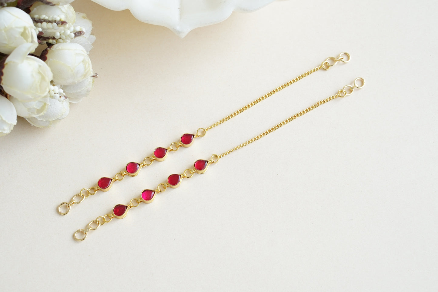 Pink Kundan Earchain(9-320) - JEWELSTYLE