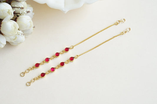 Pink Kundan Earchain(9-320) - JEWELSTYLE