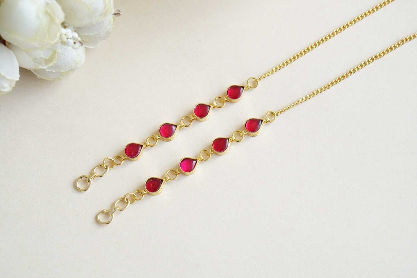 Pink Kundan Earchain(9-320) - JEWELSTYLE