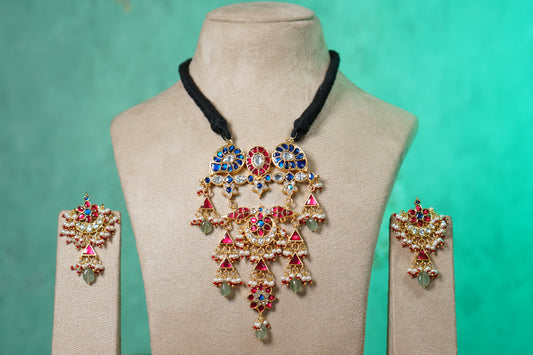 Kundan pendant necklace set (4-9561)(R)