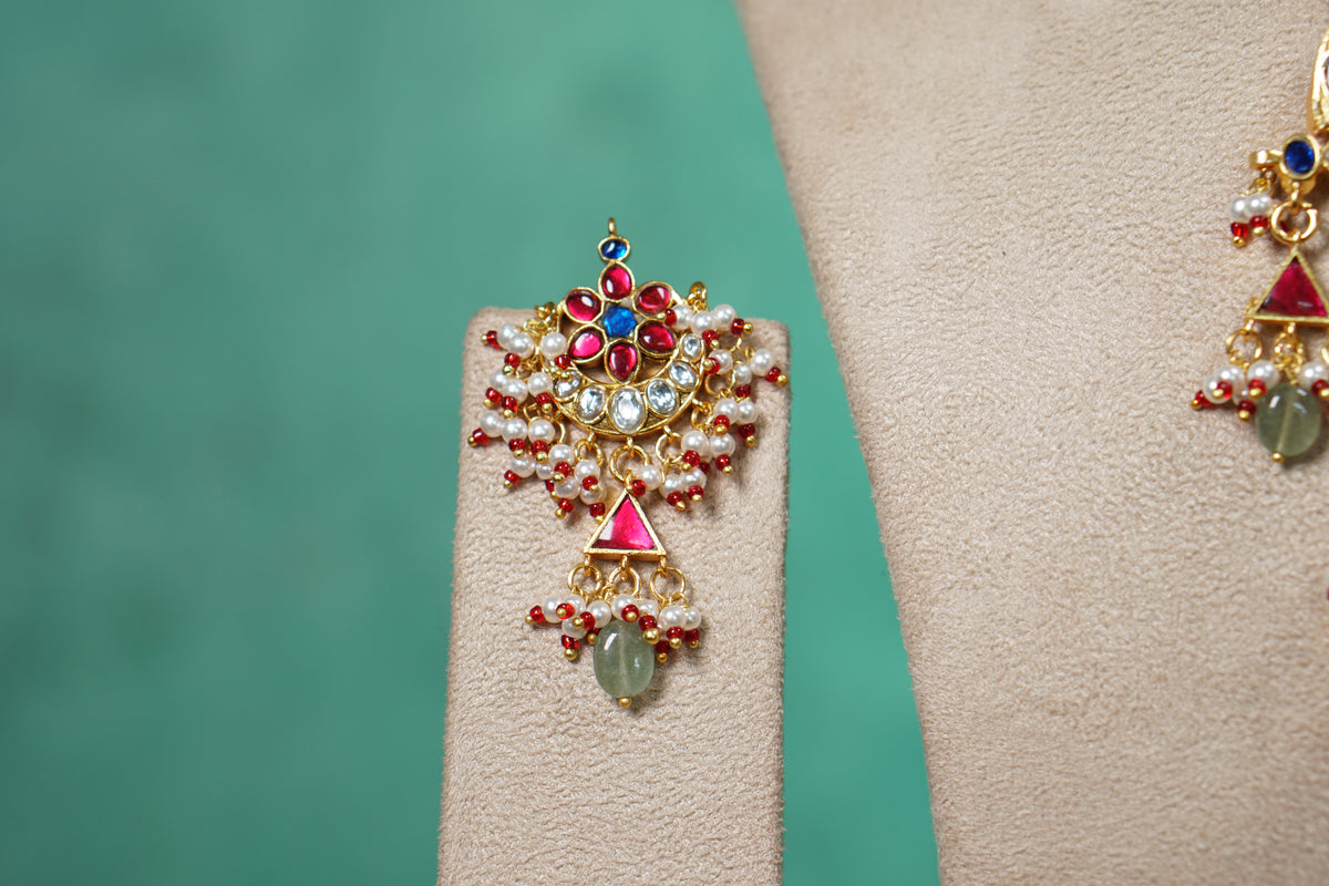 Kundan pendant necklace set (4-9561)(R)
