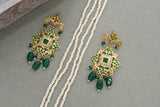Antique jadau pendant necklace set (4-6348)(EX)
