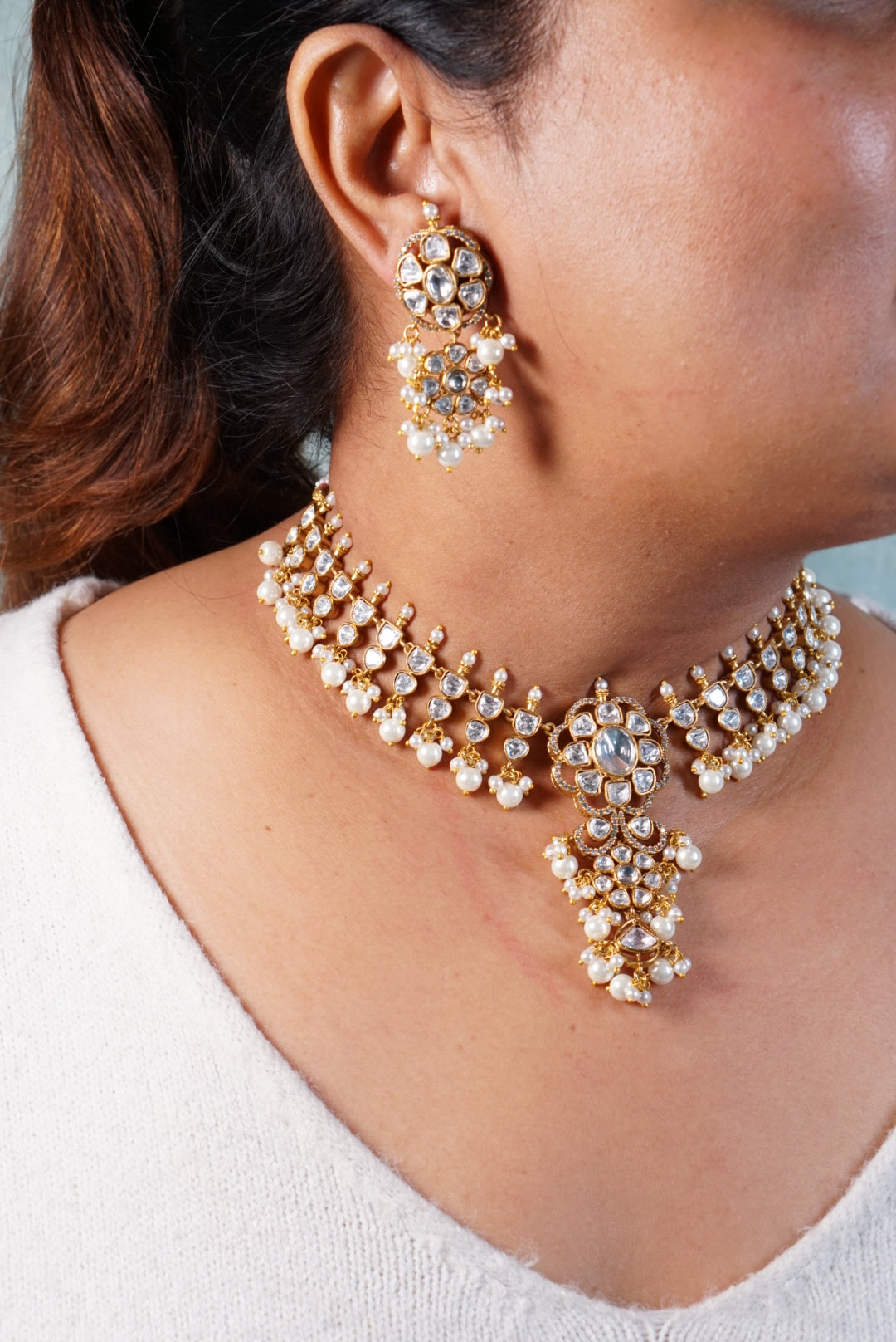 Polki Necklace set (4-7925)(B)(MADE ON ORDER 15-20DAYS)