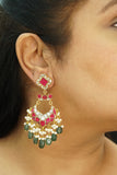 Kundan earrings (1-4924)(R) - JEWELSTYLE