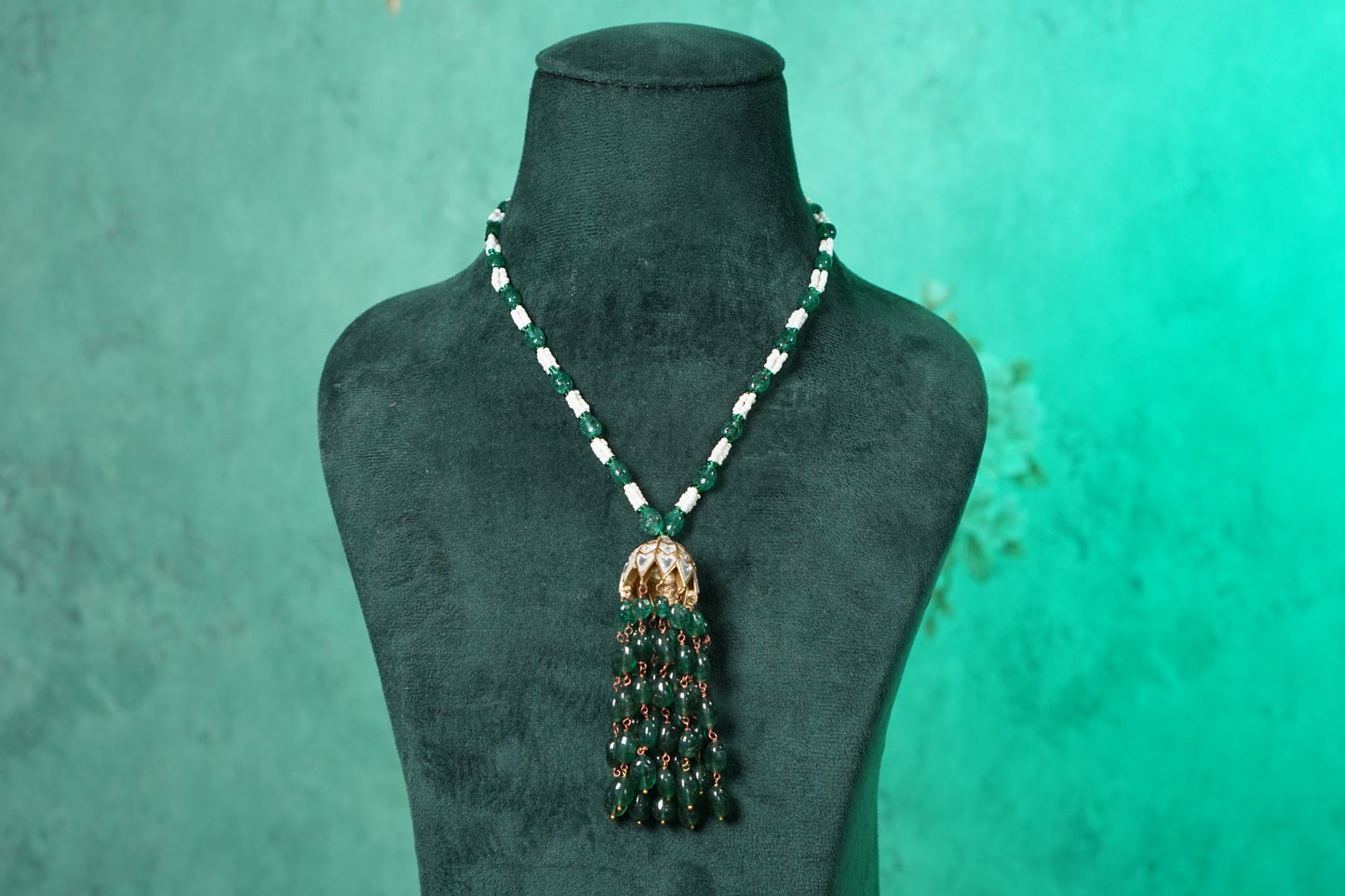 Kundan jhumki pendant necklace (4-9560)(R)