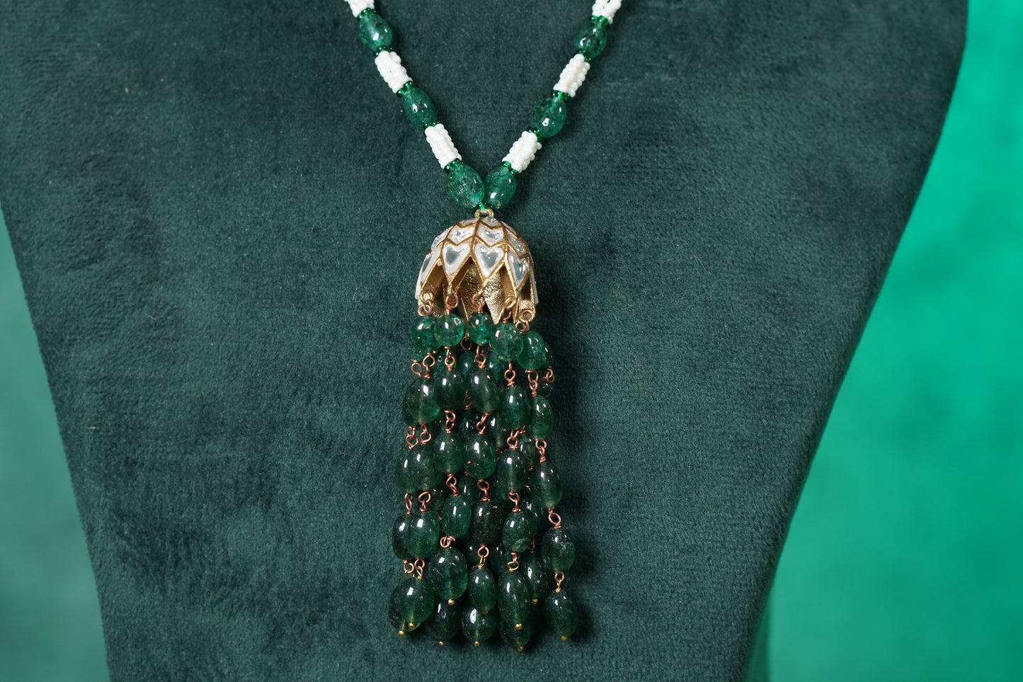 Kundan jhumki pendant necklace (4-9560)(R)