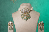 White stone polki choker set (4-9566)(B)