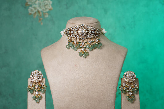 White polki choker set (4-9563)(B)