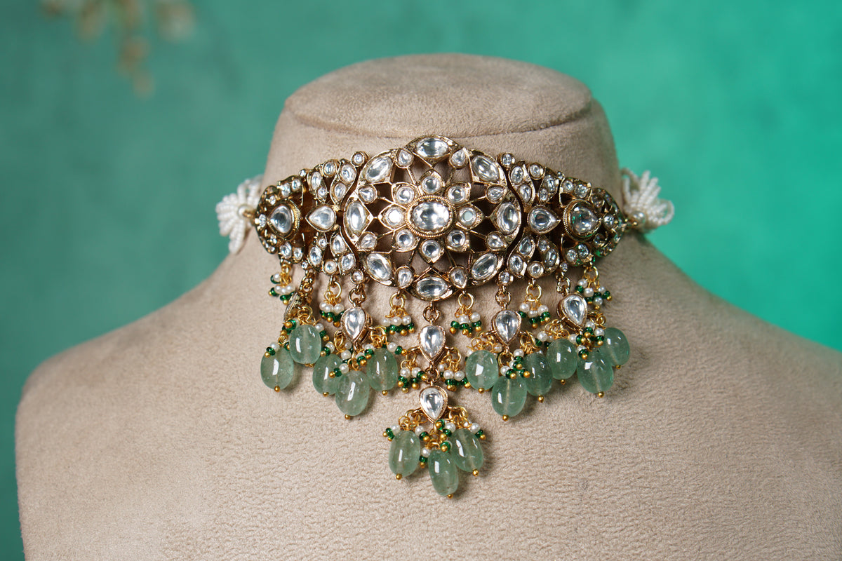 White polki choker set (4-9563)(B)