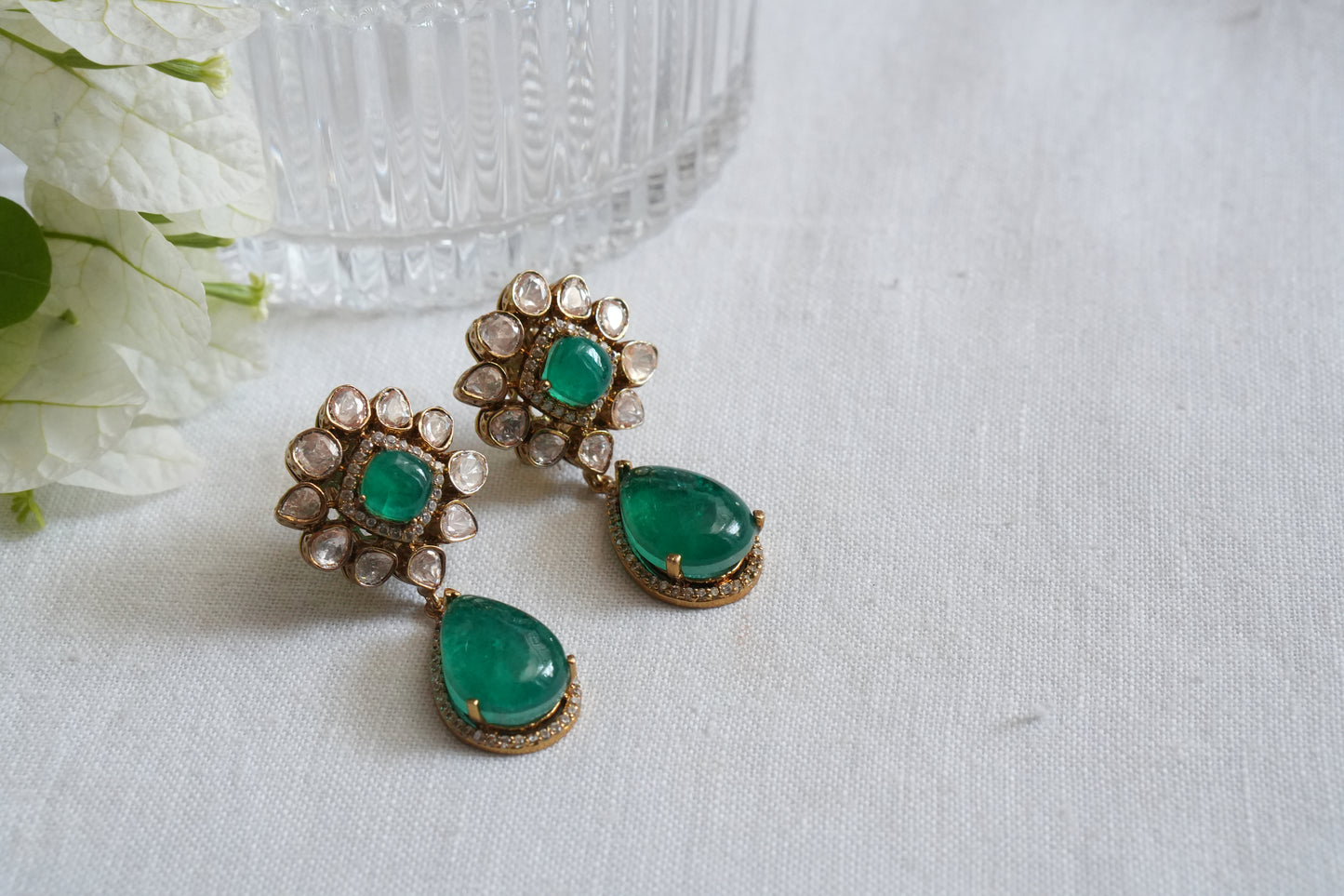 Mossainite Polki Earrings (1-5051)(B) - JEWELSTYLE