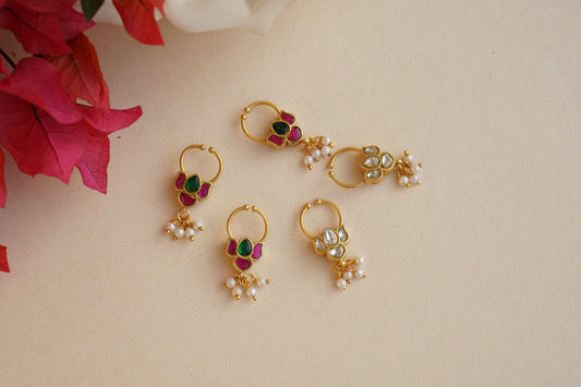 Lotus Kundan reversible Septum Nosering (2-257)(Ak) - JEWELSTYLE
