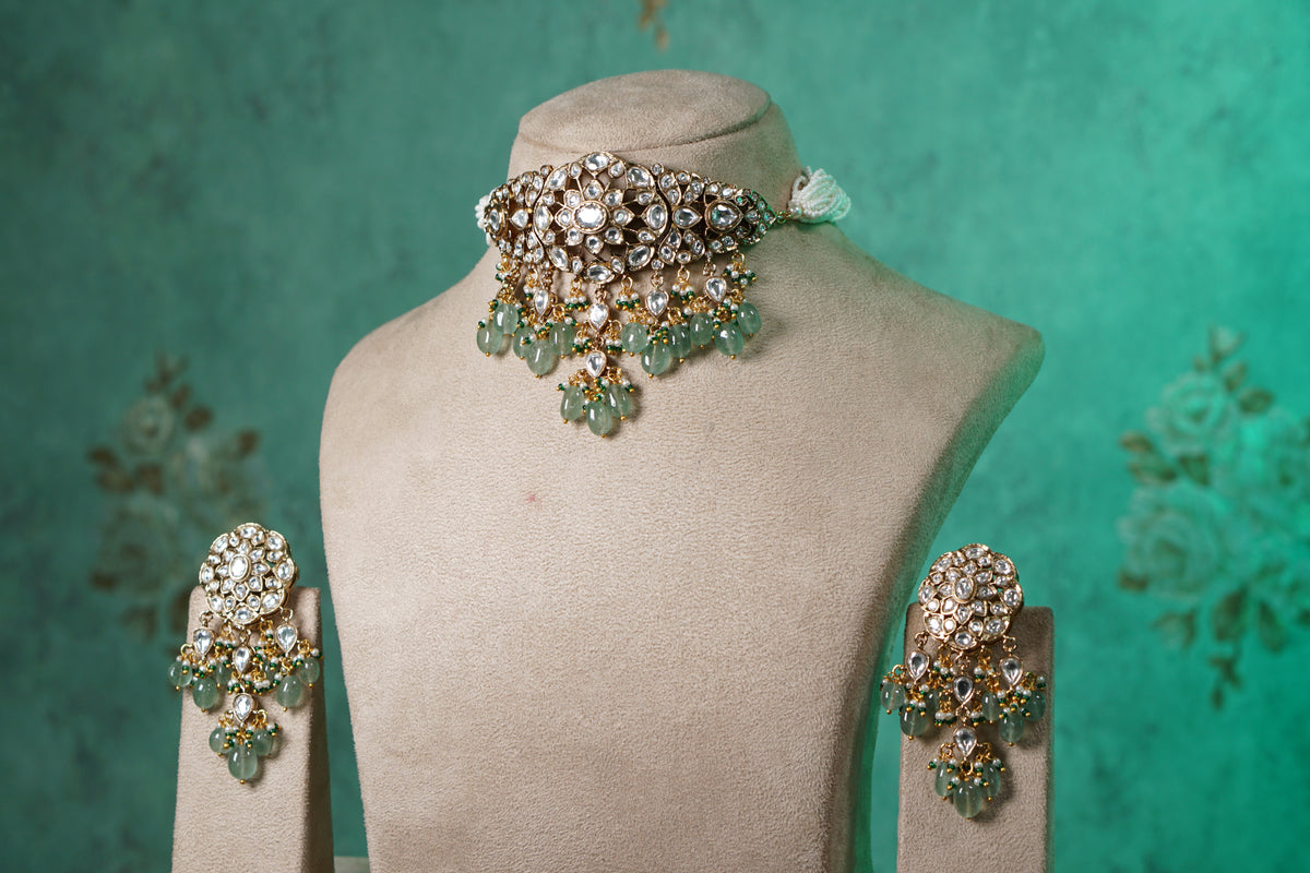 White polki choker set (4-9563)(B)