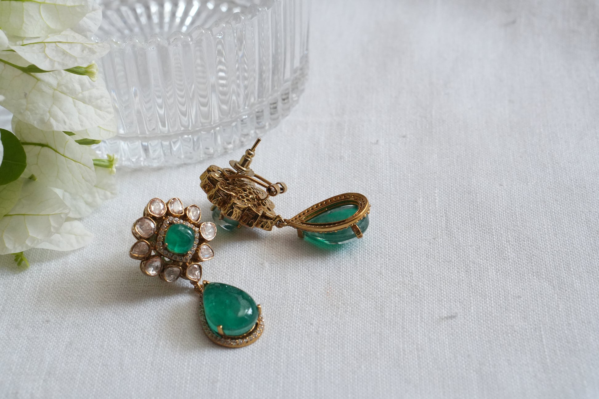 Mossainite Polki Earrings (1-5051)(B) - JEWELSTYLE