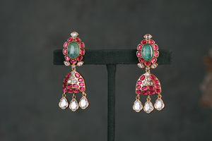Kundan Polki Earrings (1-4573))(EX)