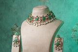 Multistone stone polki necklace set (4-9567)(B)