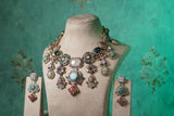 Multistone stone polki necklace set (4-9568)(B)